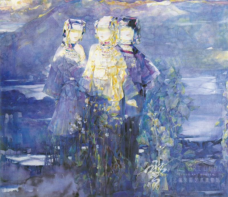 初剑第十届全国美展获铜奖的作品《三人歌》123x143